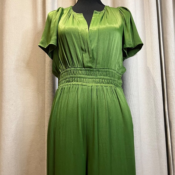 Free People Green Satin Wide Leg Jumpsuit Size S - Picture 7 of 16